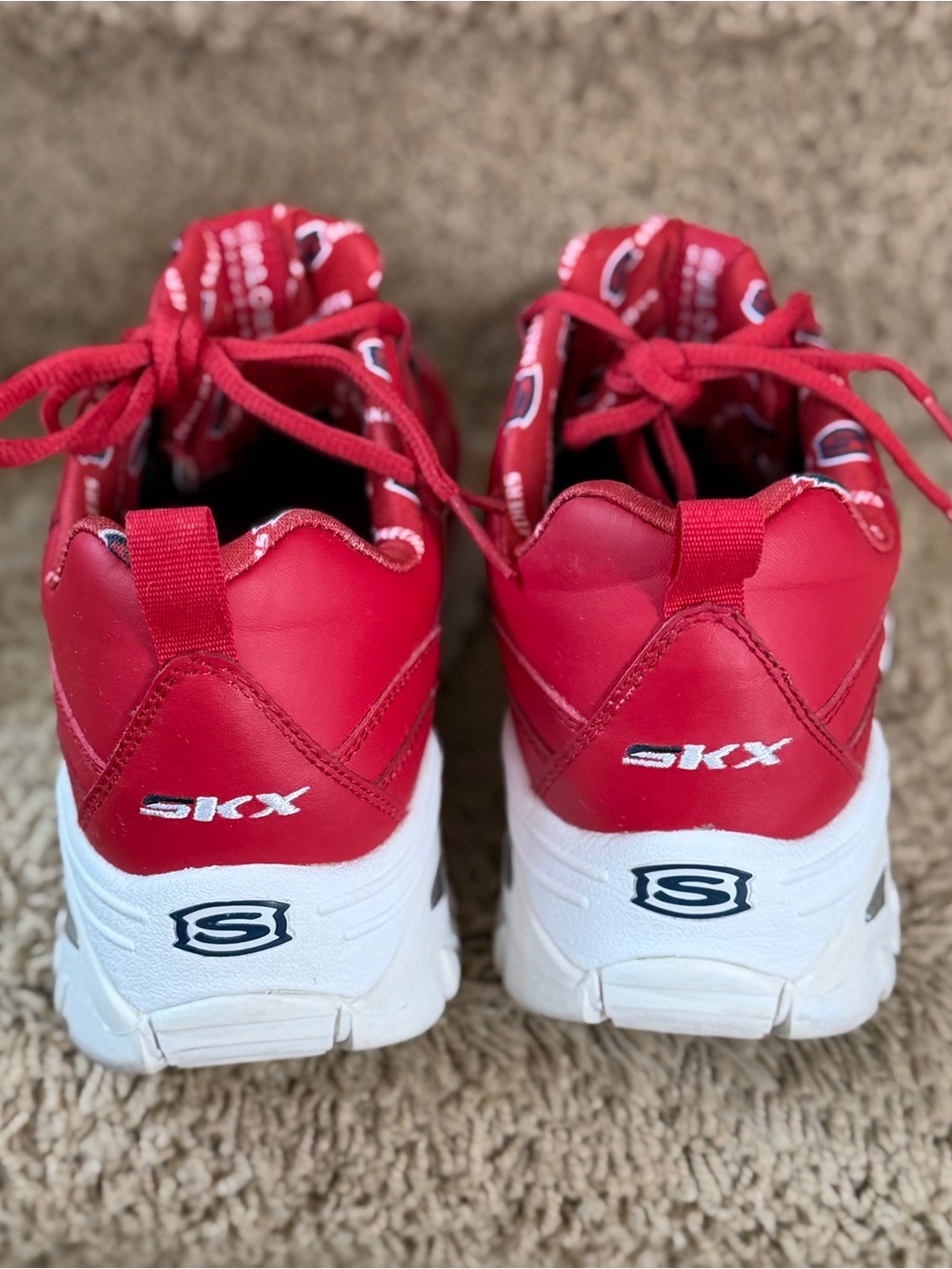 Skechers SKX Red Chunky Platform Athletic Sneakers - Picture 10 of 12